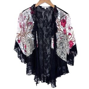 Spencer Alexis‎ Lace Kimono Top Boho Romantic
